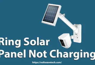 Ring solar panel installed outdoors under sunlight, with no charging activity indicated on the device.